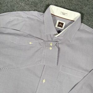 Peter Millar White Purple Check Button Down Dress Shirt 2XL XXL 100% Cotton